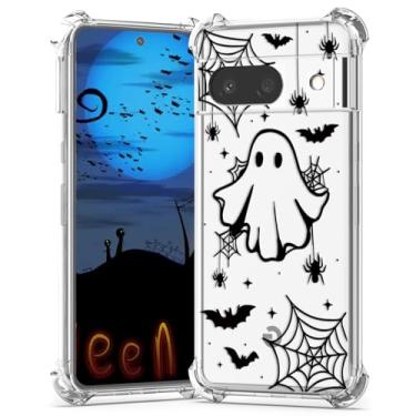 Imagem de YEPO Capa de Halloween para Google Pixel 7A Clear Ghost Fashion Designs Capa de telefone mulheres meninas, elegante fina à prova de choque capa protetora de teia de aranha para celular Google Pixel 7A