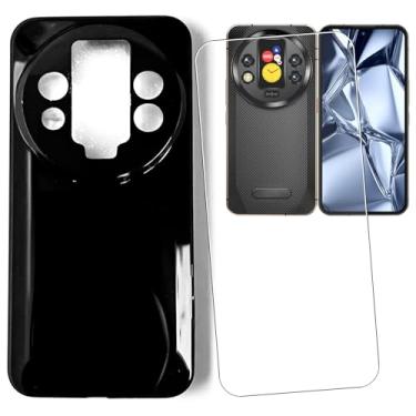 Imagem de MAOUICI Capa para celular Oukitel WP200 Pro, capa macia de TPU antiimpressão digital, protetor de tela de vidro temperado [1 unidade] [6,7 polegadas] preta