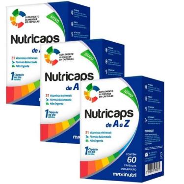 Imagem de KIT 3X Nutricaps A-Z (Polivitaminico) 60 cápsulas - Maxinutri