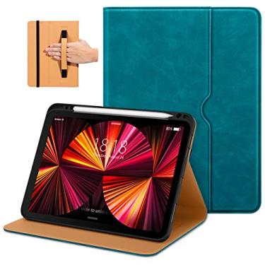 Imagem de DTTO Capa para iPad Pro de 11 polegadas 2ª/3ª geração 2021/2020/2018, capa de couro sintético premium com alça de mão, também serve para iPad Air 4/5 - despertar/hibernar automático