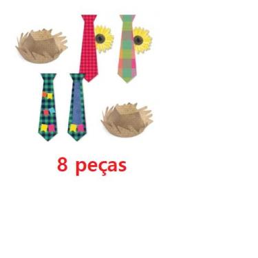 Imagem de Kit Adereços Chapéu C/gravata Festa Junina, Julina C/8 Pc - cromus