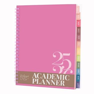 Imagem de Riley's Planner 2024-2025, planejador semanal clássico de 18 meses - Agenda semanal e mensal atemporal, capa durável, páginas de notas, encadernação de fio duplo (20 x 15 cm, rosa)