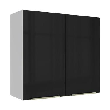 Imagem de Armário Aéreo 70 cm 2 Portas Branco/Preto Lux Madesa