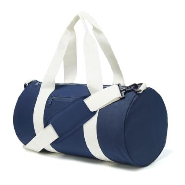 Imagem de KDWAVE Bolsa de ginástica pequena para mulheres e homens, bolsa esportiva de ginástica, alça de ombro removível, leve, bolsa de viagem, Azul-marinho/off-white, 19 " / Medium / 24L, Tendência