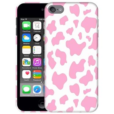 Imagem de SM CASES Capa para iPod Touch 7, capa para iPod Touch 6, capa para iPod Touch 5 - Capa de plástico rígido com estampa animal de pele de vaca rosa impressa em 3D para iPod Touch 7/6/5.