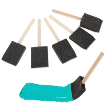 Imagem de 5 pincéis de tinta de espuma de 5 cm, pincel de esponja com cabo de madeira, esponja, esponja, pintura para coloração, artesanato, vernizes e projetos de artesanato DIY