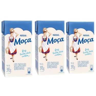 Imagem de kit com 3 Moça Leite Condensado Tetra Pak, 395g