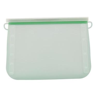 Imagem de IEUDNS Saco de silicone reutilizável para alimentos, bolsa para freezer, leve, organizador de lanches de frutas e leite, bolsa de armazenamento para viagem, Verde