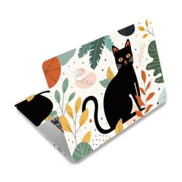 Imagem de PLIGREAT Adesivo decalque para laptop gato preto, Boho Laptop Skins Decalque para Laptops de 30.5 cm 33.0 cm 33.8 cm 35.6 cm 38.1 cm 38.1 cm Universal Removível Vinil Notebook Art Protector Netbook PC