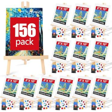 Imagem de AROIC Conjunto de Pintura Profissional de 156 Peças com Cavaletes, 12 Cavaletes de Madeira, 120 Pincéis com Cabeça de Escova de Nylon, 12 Quadros de Desenho e 12 Paletas, Kit de Materiais de Pintura P