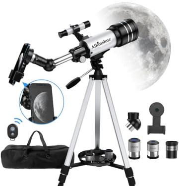 Imagem de Telescópio 70 mm abertura 400 mm - ampliação 24-180X, telescópio refratário portátil astronômico totalmente multi-revestido, revestimento de alta transmissão, suporte AZ com tripé, controle sem fio e