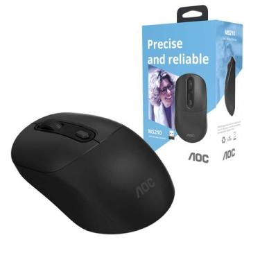 Imagem de Mouse Optico Sem Fio Aoc 2,4Ghz Office Preto 1600dpi Ms210B