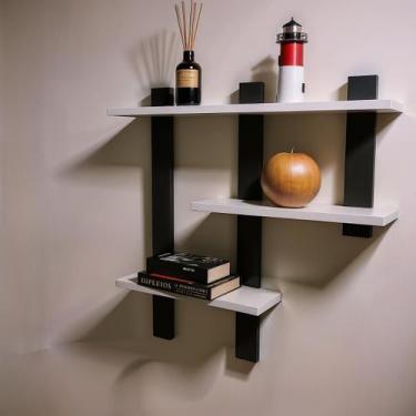 Imagem de Prateleira H 100% MDF suspensa pratileira decorativa decoração nicho -