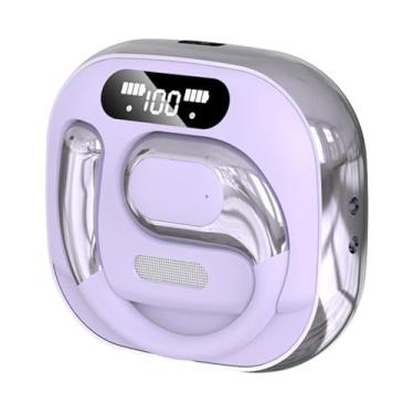 Imagem de predolo Fones de ouvido abertos Fones de ouvido portáteis com tela LED Ganchos para de abertos para ciclismo, equitação, academia, esportes, fitness, Roxo
