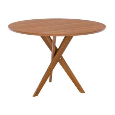 Imagem de Mesa de Jantar Redonda Olinda 109cm Tampo Madeira e Base em Madeira Ma