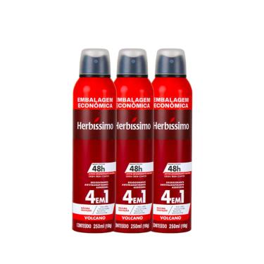 Imagem de Kit Desodorante Aerosol Antitranspirante Herbíssimo Volcano 250Ml - 3 unidades