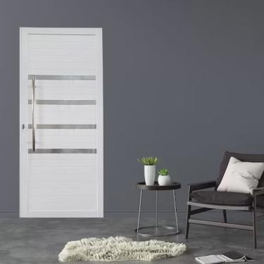 Imagem de Porta Pivotante de Alumínio 210 x 100cm Com Friso Linha 30 Direita Esquadrias Bergamo