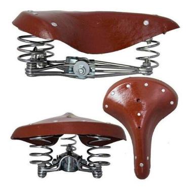 Imagem de Selim Banco 3 Molas De Couro Para Bicicleta Antiga Retro - Isapa, vint