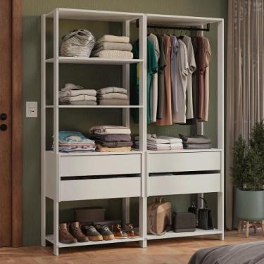 Imagem de Guarda-Roupa Closet Modulado 4 Gavetas 140 cm Branco Valencia Madesa, 