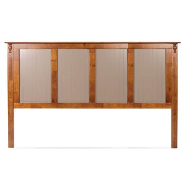 Imagem de Cabeceira De Cama Rústica Com Almofada Ripada - Imbuia Glazer Com Almofadas Amêndoa - King - 198 Cm