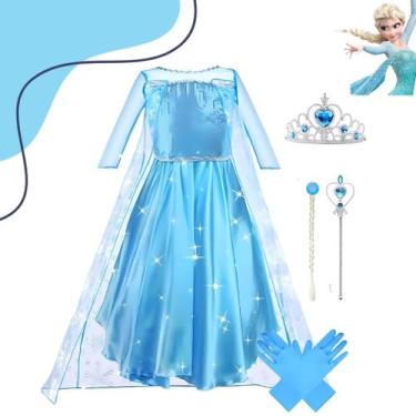 Imagem de Fantasia Infantil Frozen Princesa Elsa com Acessórios - Pacotinho Deco