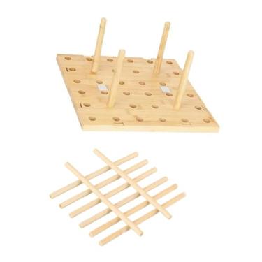 Imagem de Fxzqgnh Escorredor de Pratos de Bambu, Suporte para Pratos, Suporte de Exposição, Organizador de Armários de Cozinha, Versátil para Xícaras, Decoração de Cozi