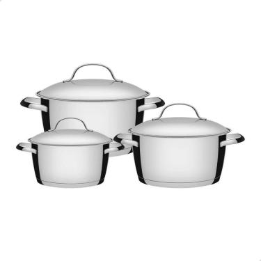 Imagem de Jogo De Panelas Tramontina Allegra 3 Peças Aço Inox Indução