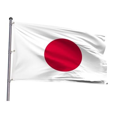 Imagem de Bandeira japonesa extragrande de 1,8 x 3 m, bandeira nacional japonesa gigante de poliéster com 3 ilhós para decoração de festa de festivais com tema japonês patriótico (Japão, 1,8 x 3 m)
