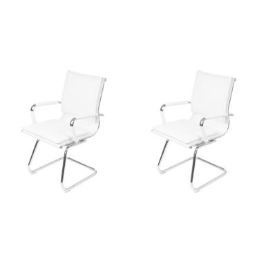 Imagem de Kit 2 Cadeiras para Escritorio Interlocutor Italiano Estofada em Sintético 3304 Branco
