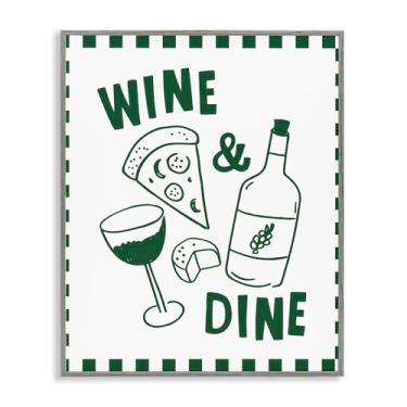 Imagem de Stupell Industries Wine & Dine quadriculado borda cinza emoldurado giclée design de arte por Heather Dutton, 20 x 16