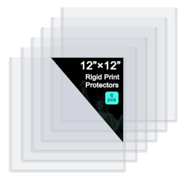 Imagem de Pacote com 6 protetores de folha de plástico rígido de 30,5 cm x 30,5 cm, protetores de impressão rígidos de papel para scrapbook, suporte para exibição, capas de página de papel transparente para