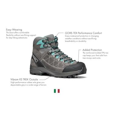 Imagem de SCARPA Bota feminina Kailash Trek GTX impermeável Gore-Tex leve para mochila e caminhada, Fumaça/lagoa, 34