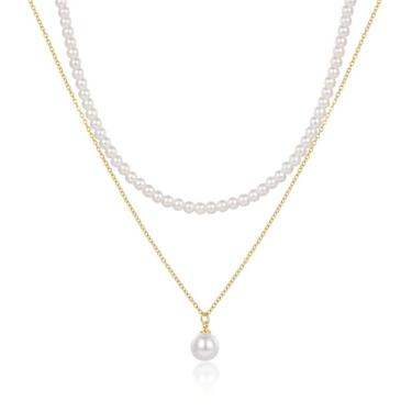 Imagem de Sylph Colar feminino de pérolas douradas, banhado a ouro 18K, barroco, em camadas, gargantilha de pérola, joia de praia, noiva, dama de honra, presentes para casamento, aniversário, aniversário