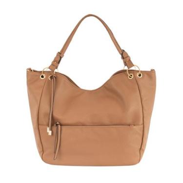 Imagem de Bolsa Feminina Grande Hobo material sintético Texturizado Zíper Fronta