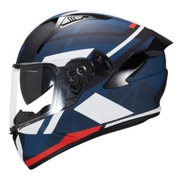 Imagem de VCOROS Capacete de motocicleta completo com viseira dupla para adultos, capacetes de corrida de bicicleta de rua X9 Aprovado pelo DOT com viseira preta (vermelho tempestade, 2GG)