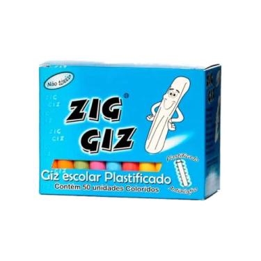 Imagem de GIZ COLORIDO PLASTIFICADO CX.C/50 PALITOS ZIG GIZ