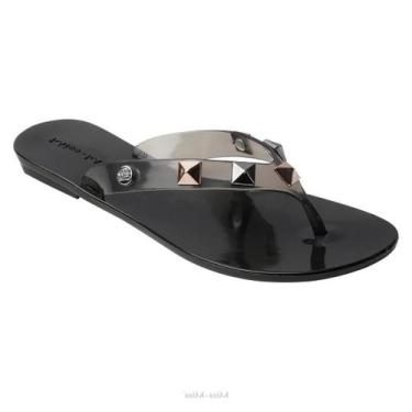 Imagem de Sandália Chinelo Rasteira Feminina Spikes Miss Miss Premium, Fumê ouro