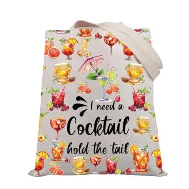 Imagem de BDPWSS Bolsa de ombro de lona para coquetel I Need A Cocktail Hold The Tail para amantes de bebidas, Cocktail Hold Tg, Medium