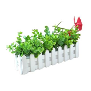 Imagem de Ｂｅｓｇａ Planta artificial em vaso, enfeite de mesa para sala, planta falsa em vaso em cerca de estacas, Eucalipto