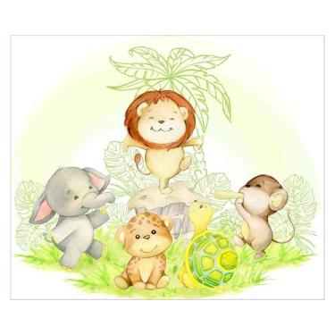 Imagem de Papel de Parede Adesivo Infantil Safari Floresta Animais Bebe Quarto -