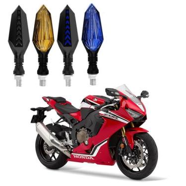 Imagem de KIT 4 Setas Sequenciais Led Universal Pisca AZUL e AM P43S Moto Honda 