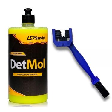 Imagem de Detergente Automotivo 1L Limpeza Pesada Moto Detmol + Escova Corrente