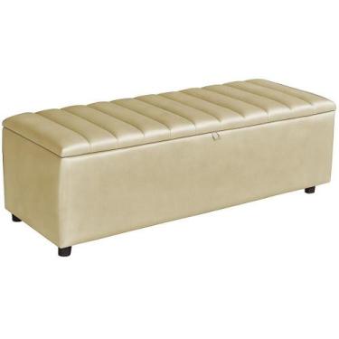 Imagem de Baú Recamier Paris Couro Bege 140 cm - TNA Decor