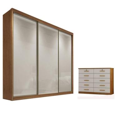 Imagem de Guarda Roupa Casal Medelim e Gaveteiro Milão com Chave Cumaru 25 Fendi - Novo Horizonte