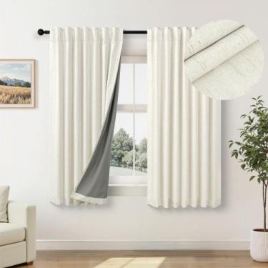 Imagem de Cortinas Blackout Pitalk Linen texturizadas 137x137cm pretas