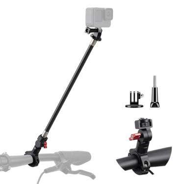 Imagem de E-Mangue Suporte de guidão de motocicleta para Insta360, haste de liga de alumínio ajustável de 360°, suporte de guidão para selfie para Insta360 X4 X3 X2 X ONE RS R, GoPro (1/4 Threads)