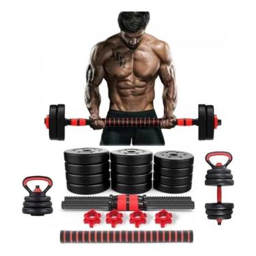 Imagem de Kit Halteres Anilhas Kettlebell Ajustáveis Fit 6 Em 1 15Kg