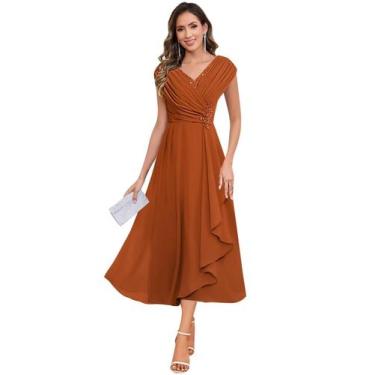 Imagem de Vestido Mãe da Noiva CDSSL Plus Size Burnt Orange 16W