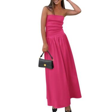 Imagem de Vestido maxi feminino PRETTYGARDEN 2025, primavera, sem alças, rosa ve