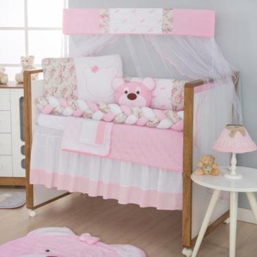 Imagem de Kit Trança Mini Berço Ursa Dengosa  Rosa  10 Pçs - Mamãe Cheguei Enxov